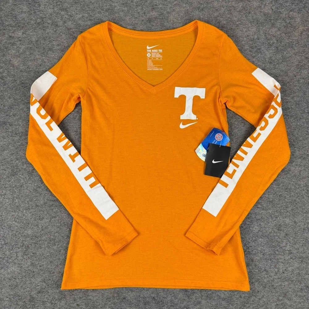 Nike Tennessee Volunteers Vols T-Shirt Athletic Cut Long Sleeve Orange Womens XS